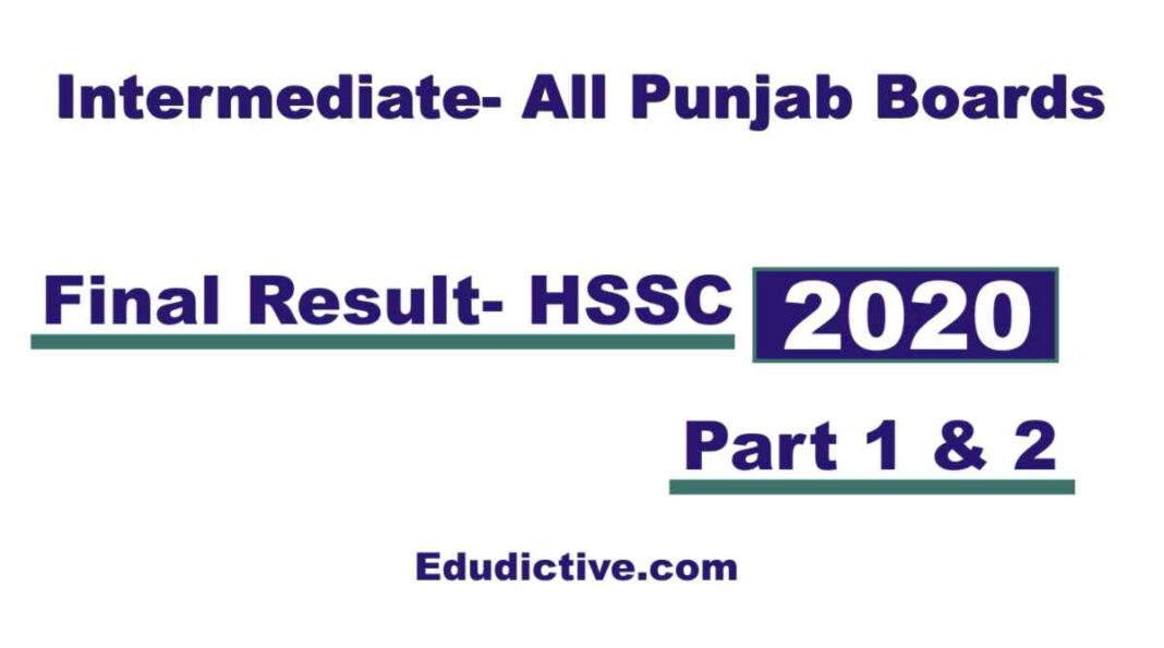 Intermediate Result 2020 for HSSC Punjab Baords