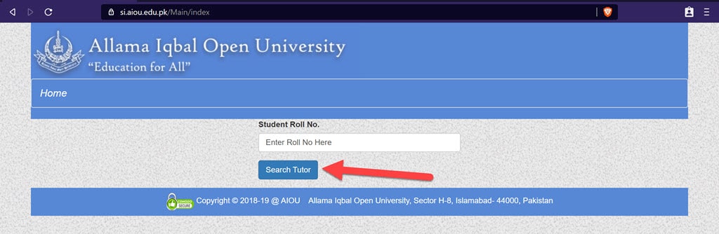 Find Aiou Tutor 2021 Letter Online Address Number Name