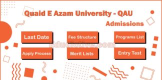 Quaid E Azam University QAU Admissions (Fee, Merit, Last Date, Hostels and programs offered)