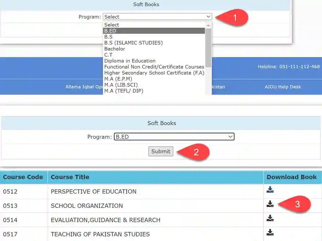 Steps to download AIOU Books